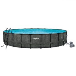 Funsicle 24-ft x 24-ft x 52-in Metal frame Round Above-Ground Pool with Filter Pump with Ground Cloth with Pool Cover with Ladder
