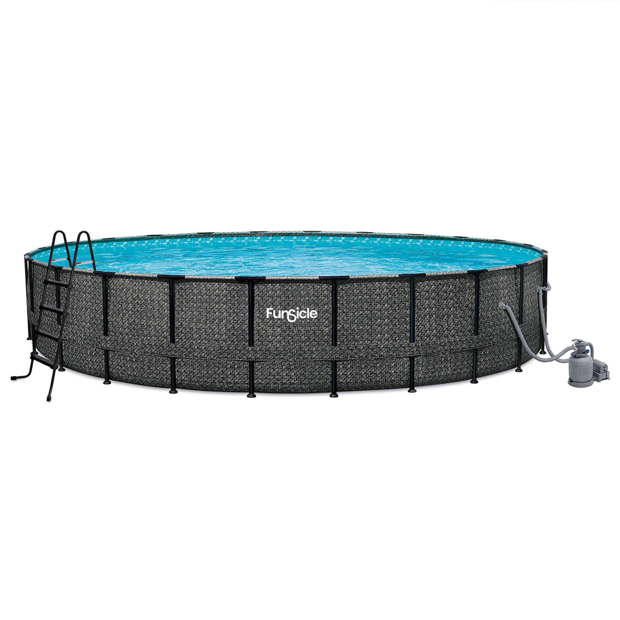 Funsicle 24-ft x 24-ft x 52-in Metal frame Round Above-Ground Pool with Filter Pump with Ground Cloth with Pool Cover with Ladder