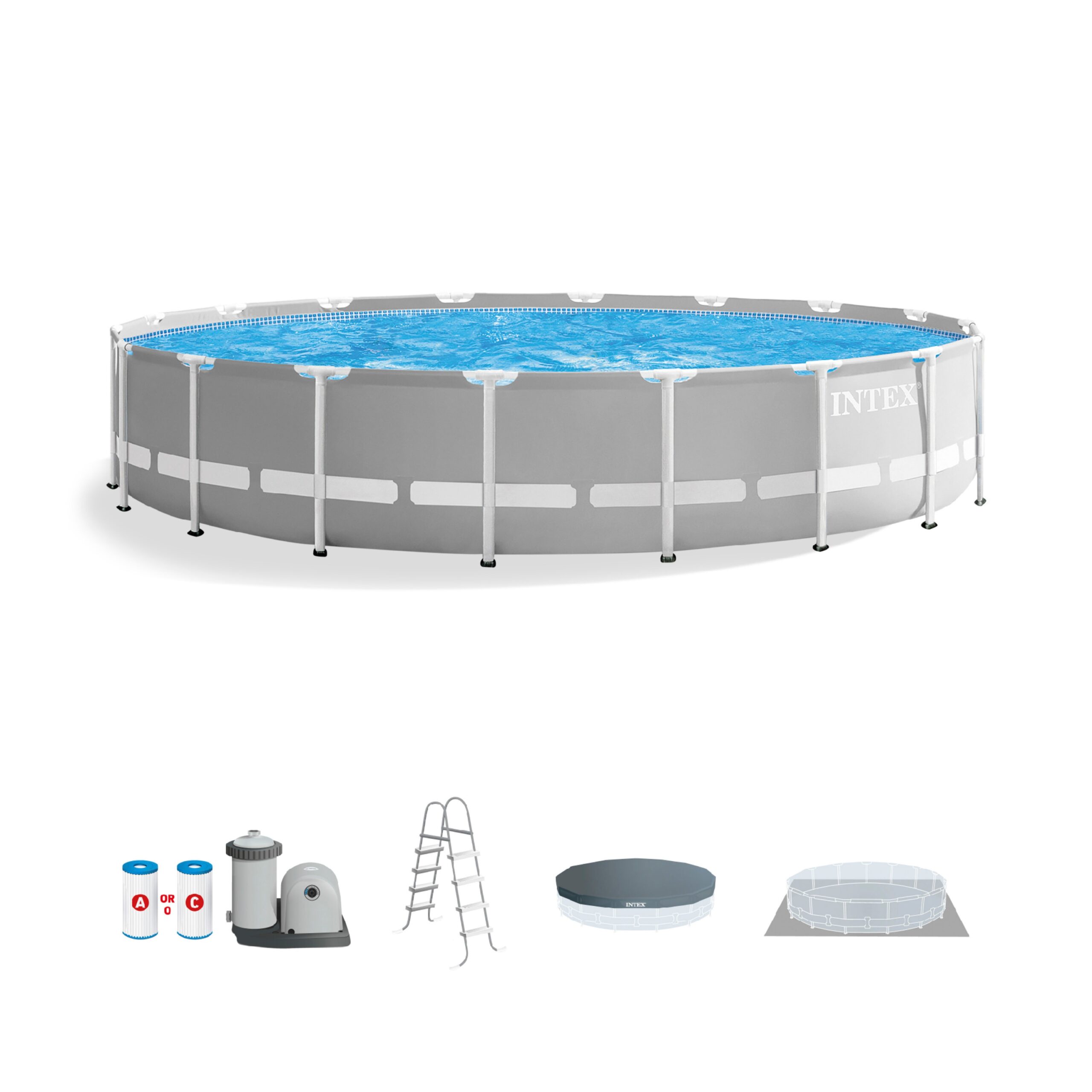 Intex Prism Frame 20-Feet x 20-Feet x 52-Inches Metal frame Round Above-Ground Pool with Filter Pump
