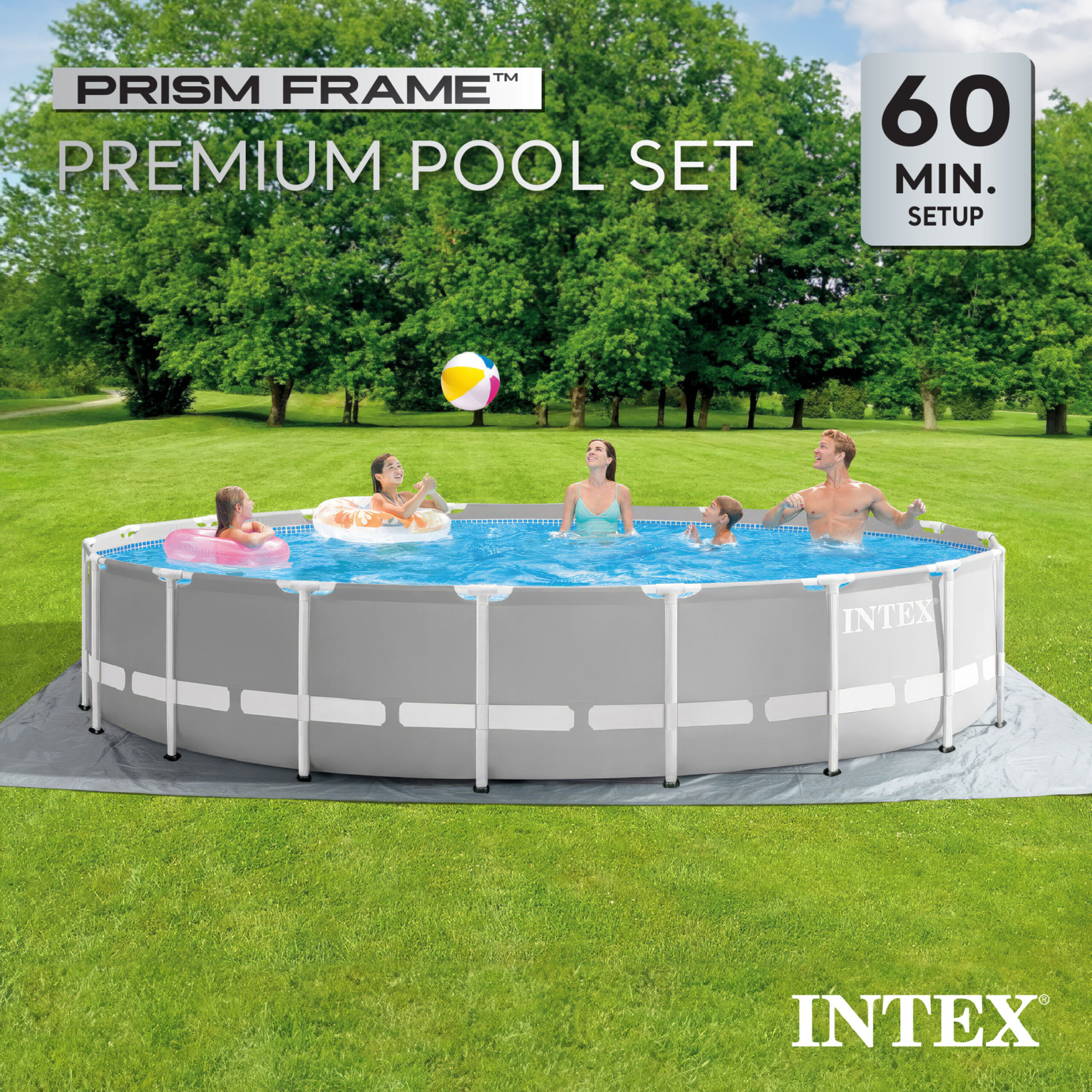 Intex Prism Frame 20-Feet x 20-Feet x 52-Inches Metal frame Round Above-Ground Pool with Filter Pump