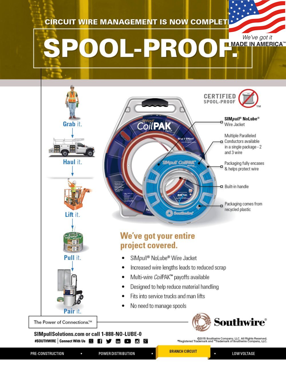 Southwire SIMpull CoilPAK 350-Feet 12 -AWG Black/White/Green Solid Copper THHN wire ( By-the-roll )