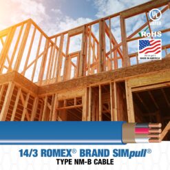 Southwire 250-Feet 14 / 3 / Romex SIMpull Solid Indoor CU NM-B W/G Individual pack ( By-the-roll )