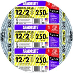 Southwire Armorlite 250-Feet 12 / 2 Stranded Aluminum MC (Metal Clad) Cable
