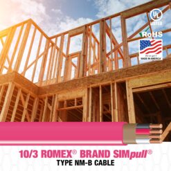 Southwire 250-Feet 10 / 3 / Romex SIMpull Solid Indoor CU NM-B W/G Individual pack ( By-the-roll )