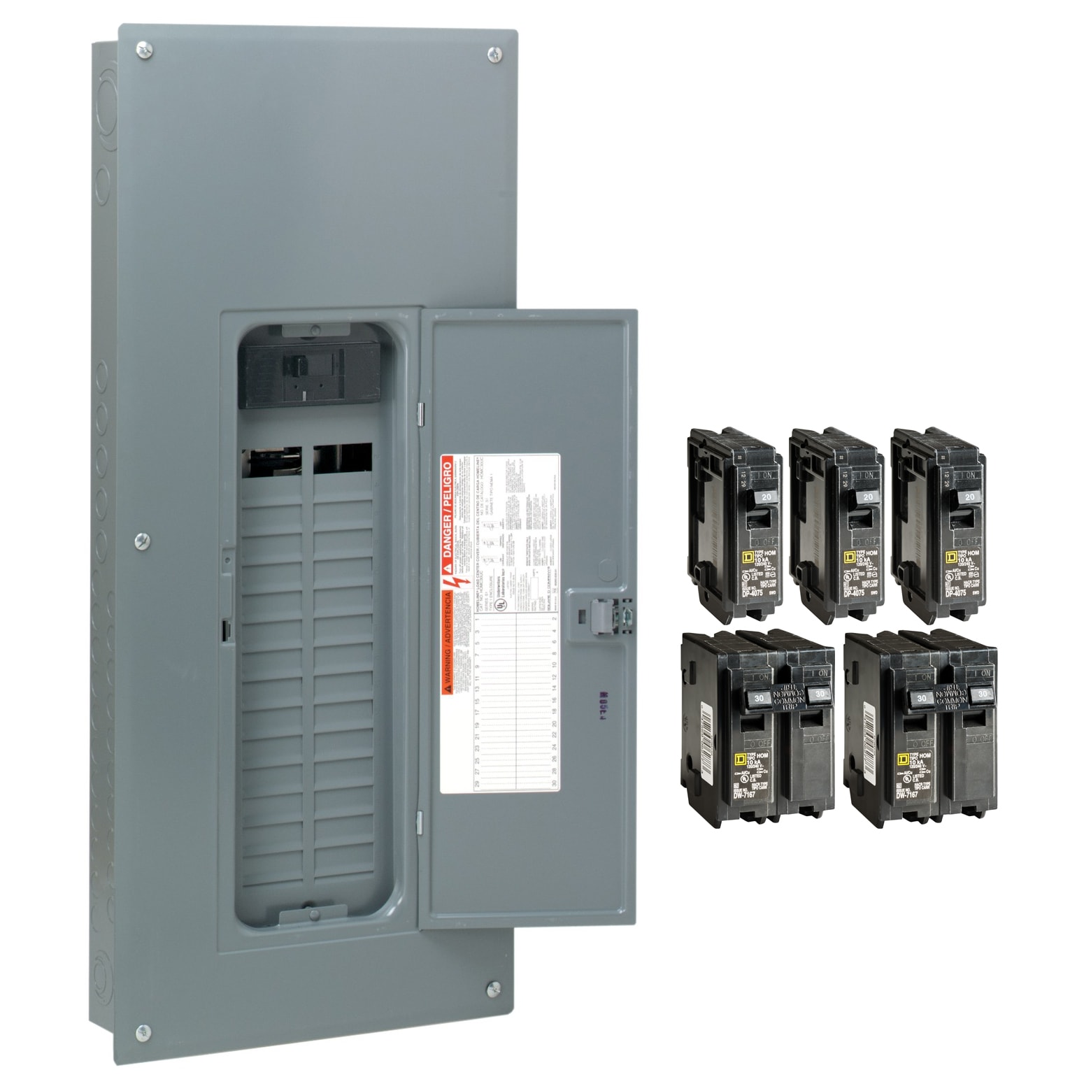 Square D Homeline 200 -Amp 30 -Spaces 60 -Circuit Indoor Main breaker Plug-On Neutral Load Center (Value Pack)