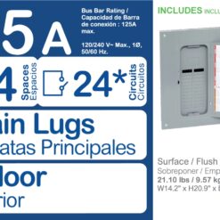 Square D QO 125 -Amp 24 -Spaces 24 -Circuit Indoor Convertible main lug Plug-On Neutral Load Center (Value Pack)