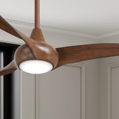 Minka Aire Light Wave 44 44-Inches Distressed Koa with Distressed Koa Blades Integrated LED Fixture Indoor Downrod mount Propeller Ceiling Fan With Light and Remote ( 3 -Blade)