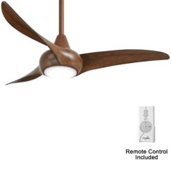 Minka Aire Light Wave 44 44-Inches Distressed Koa with Distressed Koa Blades Integrated LED Fixture Indoor Downrod mount Propeller Ceiling Fan With Light and Remote ( 3 -Blade)