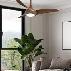 Minka Aire Light Wave 44 44-Inches Distressed Koa with Distressed Koa Blades Integrated LED Fixture Indoor Downrod mount Propeller Ceiling Fan With Light and Remote ( 3 -Blade)