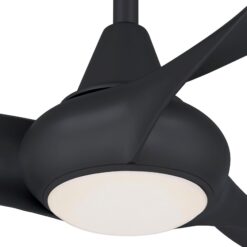 Minka Aire Light Wave 44 44-Inches Black with Black Blades Integrated LED Fixture Indoor Downrod mount Propeller Ceiling Fan With Light and Remote ( 3 -Blade)