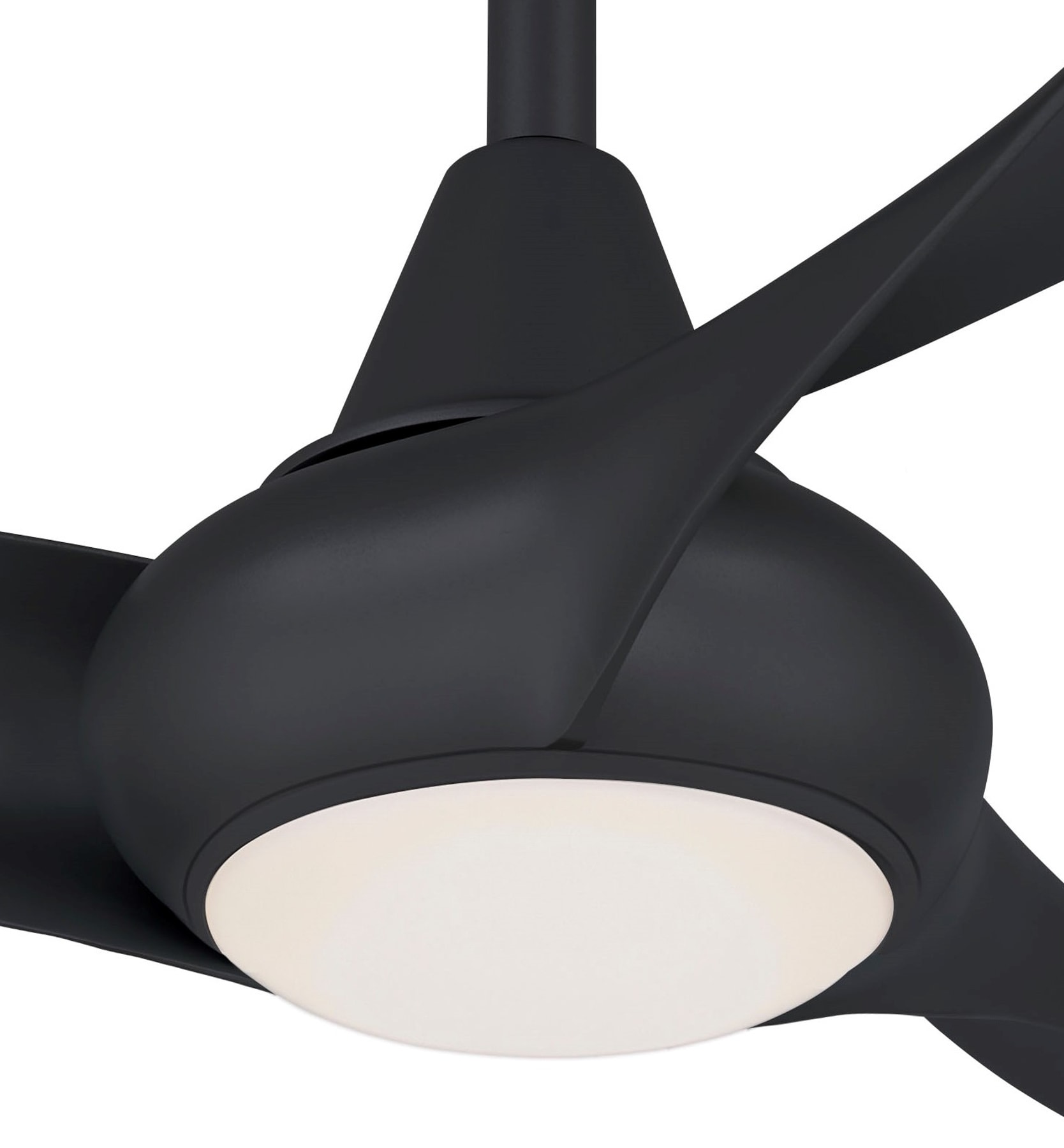 Minka Aire Light Wave 44 44-Inches Black with Black Blades Integrated LED Fixture Indoor Downrod mount Propeller Ceiling Fan With Light and Remote ( 3 -Blade)