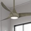 Minka Aire Light Wave 44 44-Inches Driftwood with Driftwood Blades Integrated LED Fixture Indoor Downrod mount Propeller Ceiling Fan With Light and Remote ( 3 -Blade)