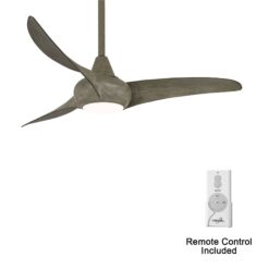 Minka Aire Light Wave 44 44-Inches Driftwood with Driftwood Blades Integrated LED Fixture Indoor Downrod mount Propeller Ceiling Fan With Light and Remote ( 3 -Blade)