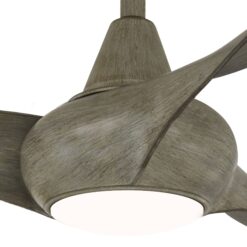 Minka Aire Light Wave 44 44-Inches Driftwood with Driftwood Blades Integrated LED Fixture Indoor Downrod mount Propeller Ceiling Fan With Light and Remote ( 3 -Blade)