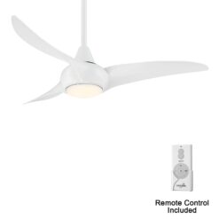 Minka Aire Light Wave 44 44-Inches White with White Blades Integrated LED Fixture Indoor Downrod mount Propeller Ceiling Fan With Light and Remote ( 3 -Blade)