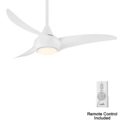 Minka Aire Light Wave 44 44-Inches White with White Blades Integrated LED Fixture Indoor Downrod mount Propeller Ceiling Fan With Light and Remote ( 3 -Blade)