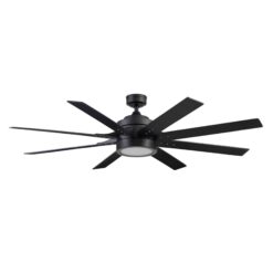 Honeywell Xerxes 62-Inches Matte Black with Matte Black Ash Blades Indoor Downrod mount Windmill Ceiling Fan With Light and Remote ( 8 -Blade)