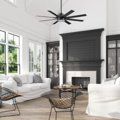 Honeywell Xerxes 62-Inches Matte Black with Matte Black Ash Blades Indoor Downrod mount Windmill Ceiling Fan With Light and Remote ( 8 -Blade)