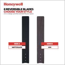 Honeywell Xerxes 62-Inches Matte Black with Matte Black Ash Blades Indoor Downrod mount Windmill Ceiling Fan With Light and Remote ( 8 -Blade)
