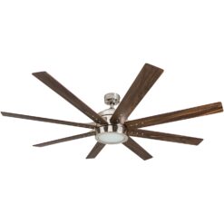 Honeywell Xerxes 62-Inches Brushed Nickel with Gray Oak/French Oak Blades Indoor Downrod mount Windmill Ceiling Fan With Light and Remote ( 8 -Blade)