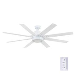 Honeywell Xerxes 62-Inches Bright White with White Gray Wash Blades Indoor Downrod mount Windmill Ceiling Fan With Light and Remote ( 8 -Blade)