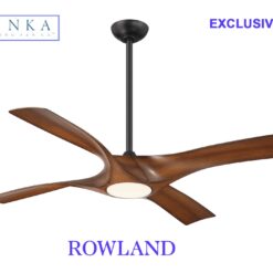 Minka Ceiling Fan Co. Rowland 56-Inches Matte Black with Distressed Koa Blades Color-Changing Integrated LED Fixture Indoor/Outdoor Downrod mount Standard Ceiling Fan With Light and Remote ( 4 -Blade)
