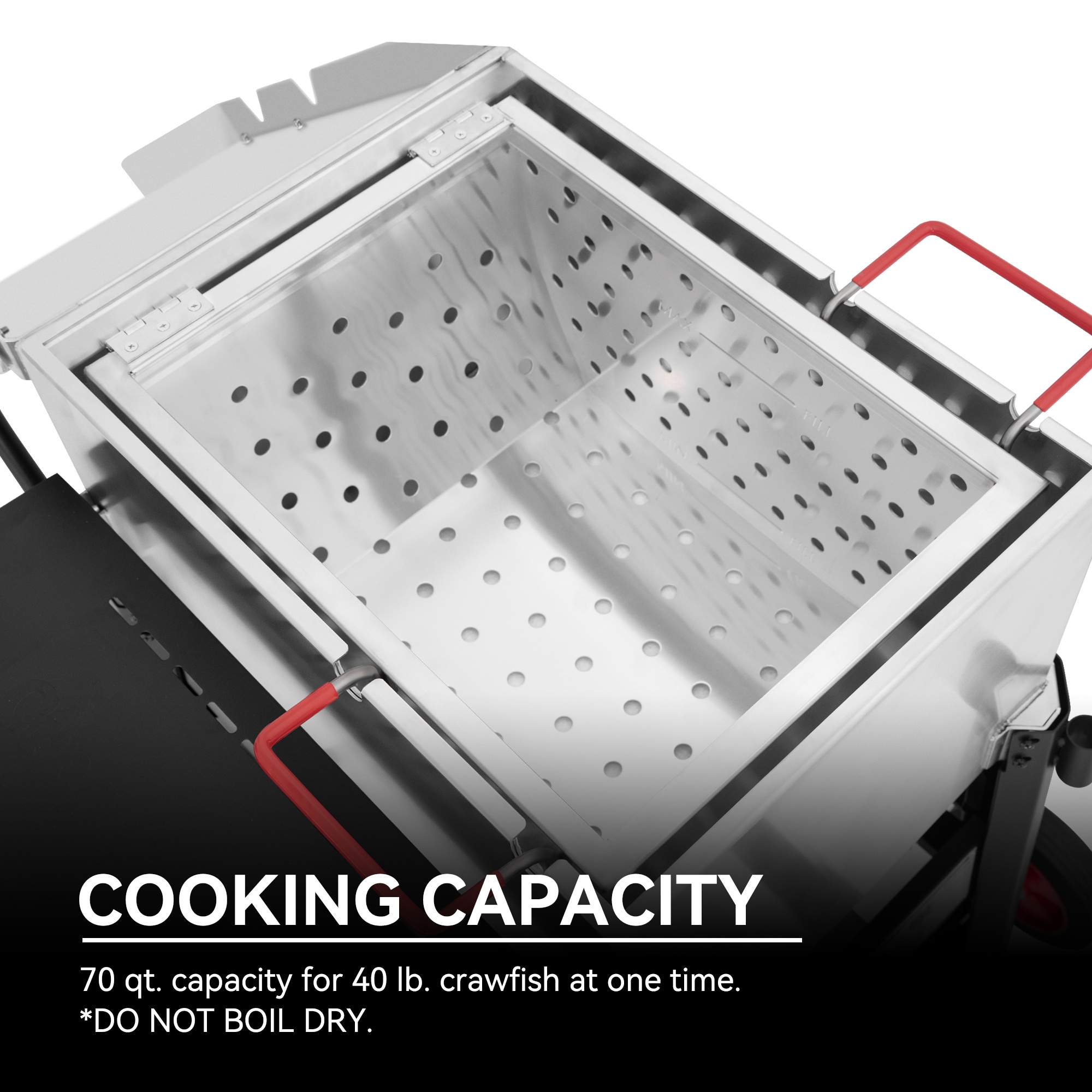 Creole Feast 70 Qt Single Sack Crawfish Seafood Boiler 2 -Burner Propane 20-lb. tank Electronic Aluminum Boiler