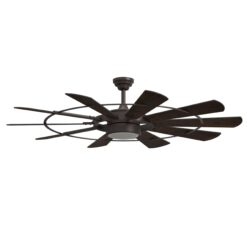 Harbor Breeze Henderson 60-Inches Bronze with Mahogany Blades Integrated LED Fixture Indoor Downrod mount Windmill Ceiling Fan With Light and Remote ( 10 -Blade)