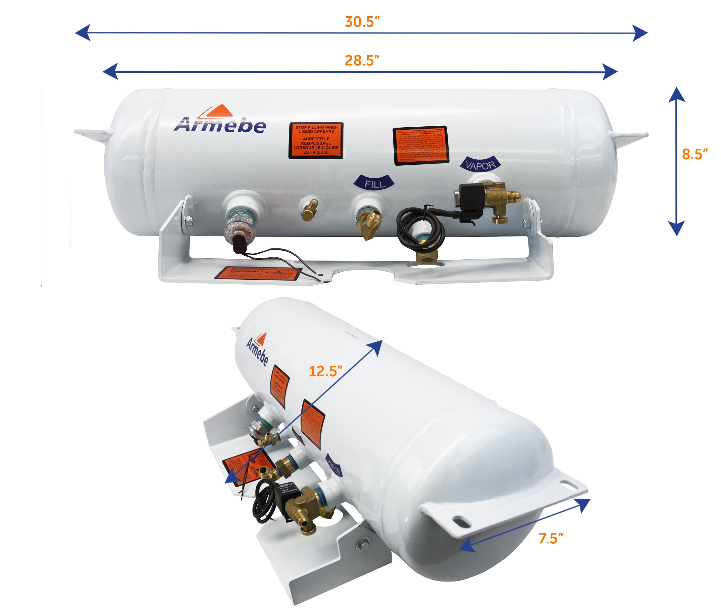 Flame King 5.9Gal ASME Tank w/ Remote Fill Bleeder Valves Steel Propane tank