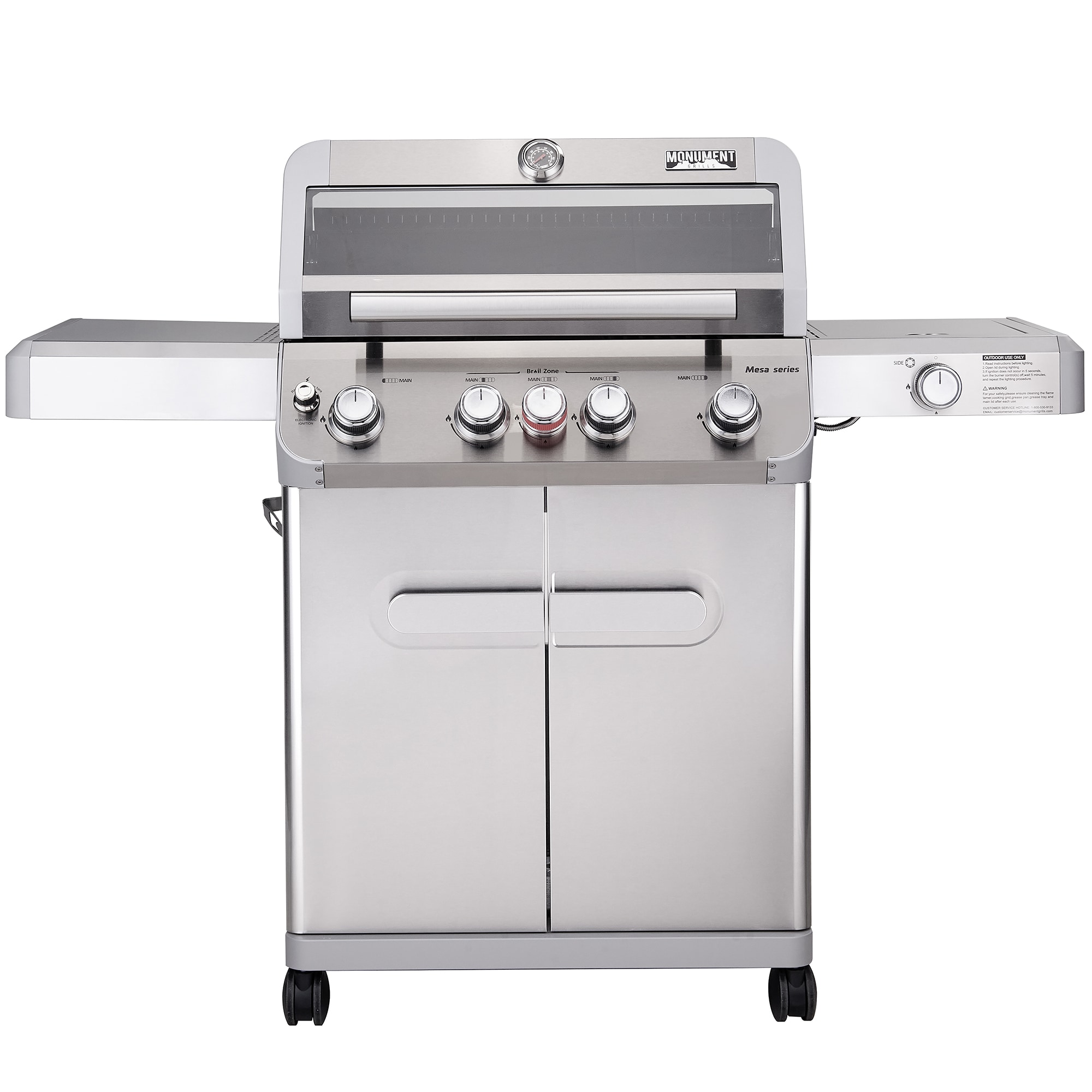 Monument Mesa Stainless Steel 5-Burner Infrared Liquid Propane Gas Grill with 1 Side Burner
