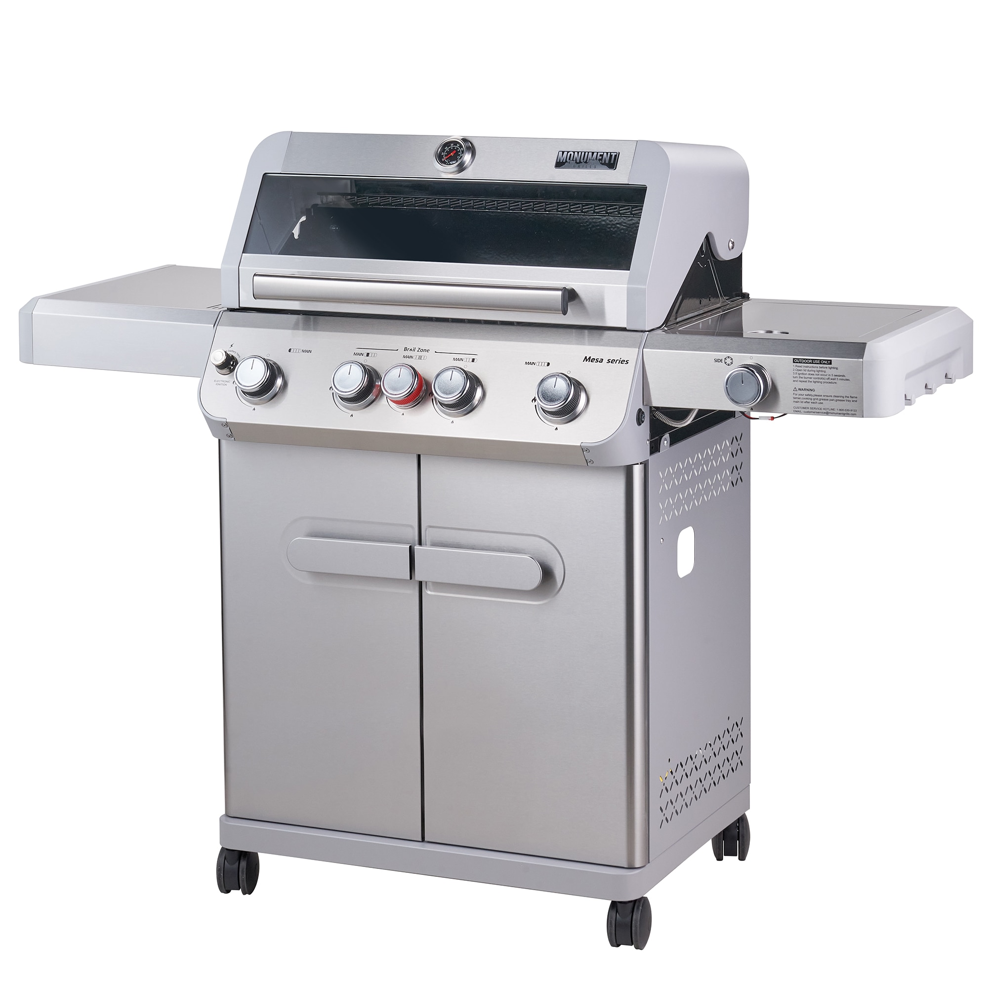 Monument Mesa Stainless Steel 5-Burner Infrared Liquid Propane Gas Grill with 1 Side Burner