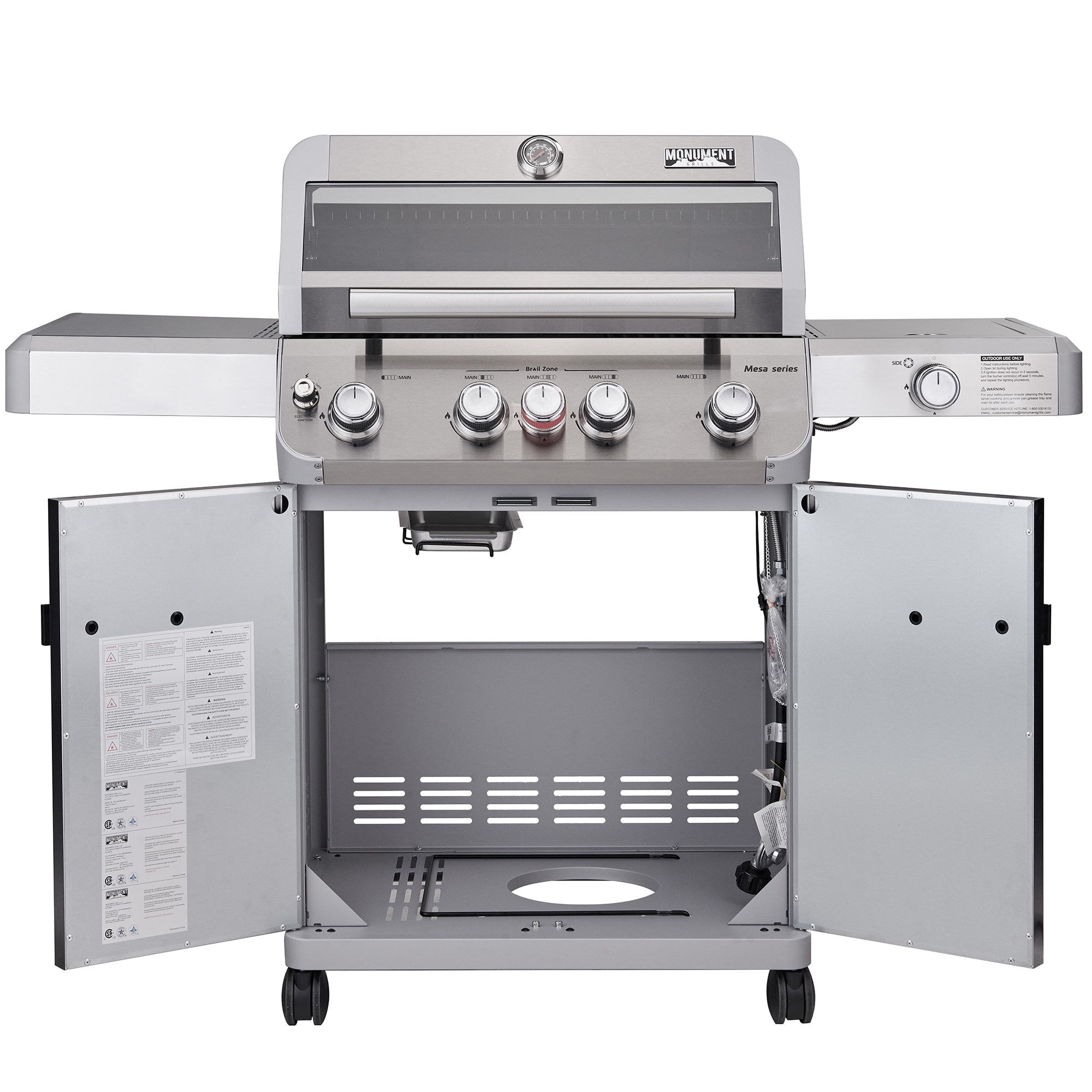 Monument Mesa Stainless Steel 5-Burner Infrared Liquid Propane Gas Grill with 1 Side Burner