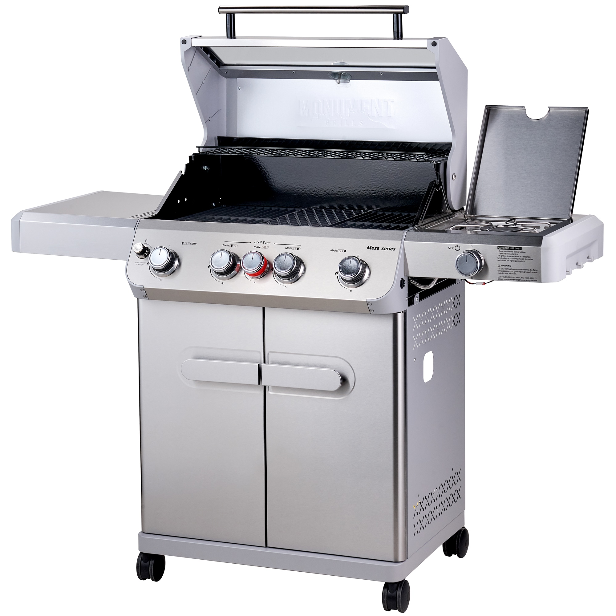 Monument Mesa Stainless Steel 5-Burner Infrared Liquid Propane Gas Grill with 1 Side Burner