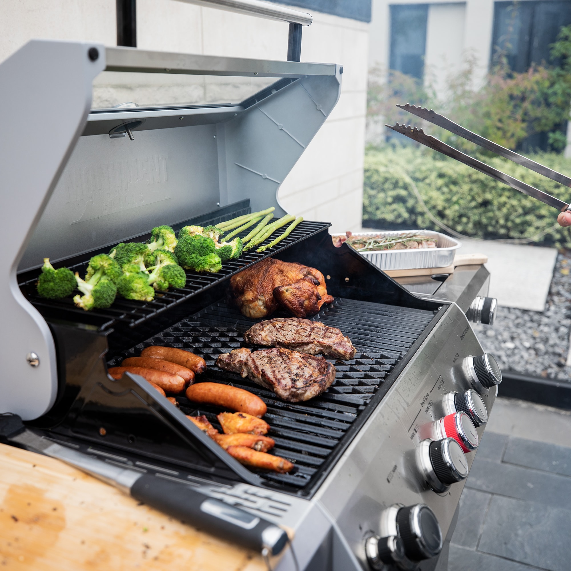Monument Mesa Stainless Steel 5-Burner Infrared Liquid Propane Gas Grill with 1 Side Burner