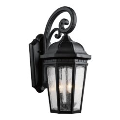 Kichler Courtyard 3 -Light 22.25-in H Black Hardwired Outdoor Wall Light