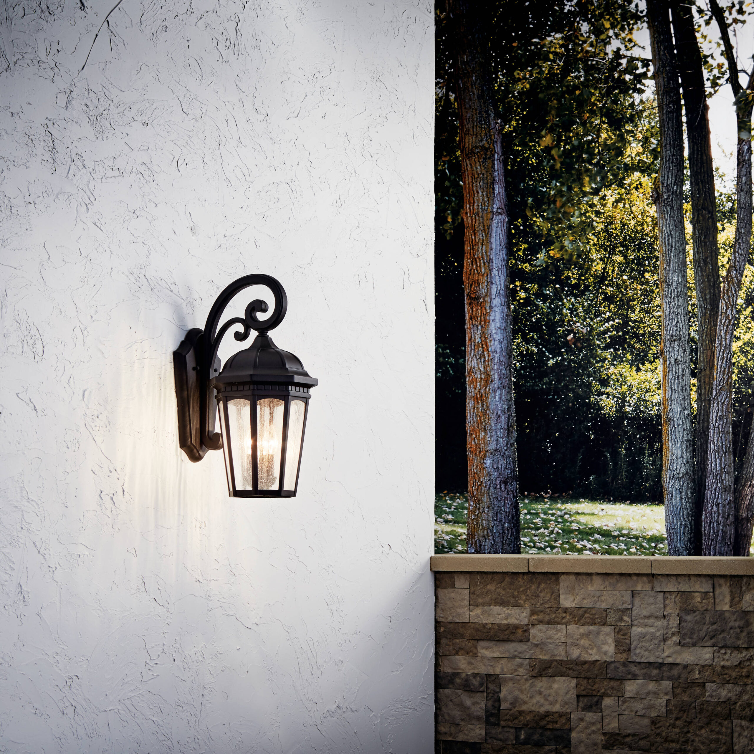 Kichler Courtyard 3 -Light 22.25-in H Black Hardwired Outdoor Wall Light