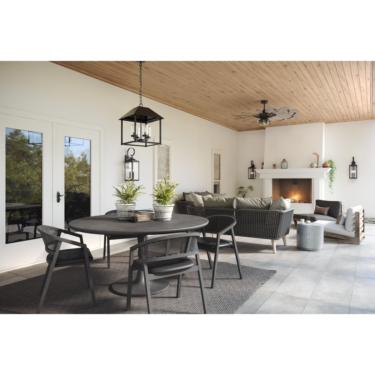 Progress Lighting Gibbes Street 3 -Light 30.62-in H Black Hardwired Outdoor Wall Light