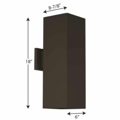 Progress Lighting LED Sq Cylinder 18-in H Antique Bronze Hardwired Integrated LED Outdoor Wall Light