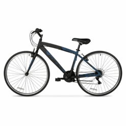 Hyper Bicycle 700c Men's Spin Fit Hybrid Bike, Black and Blue, Adults
