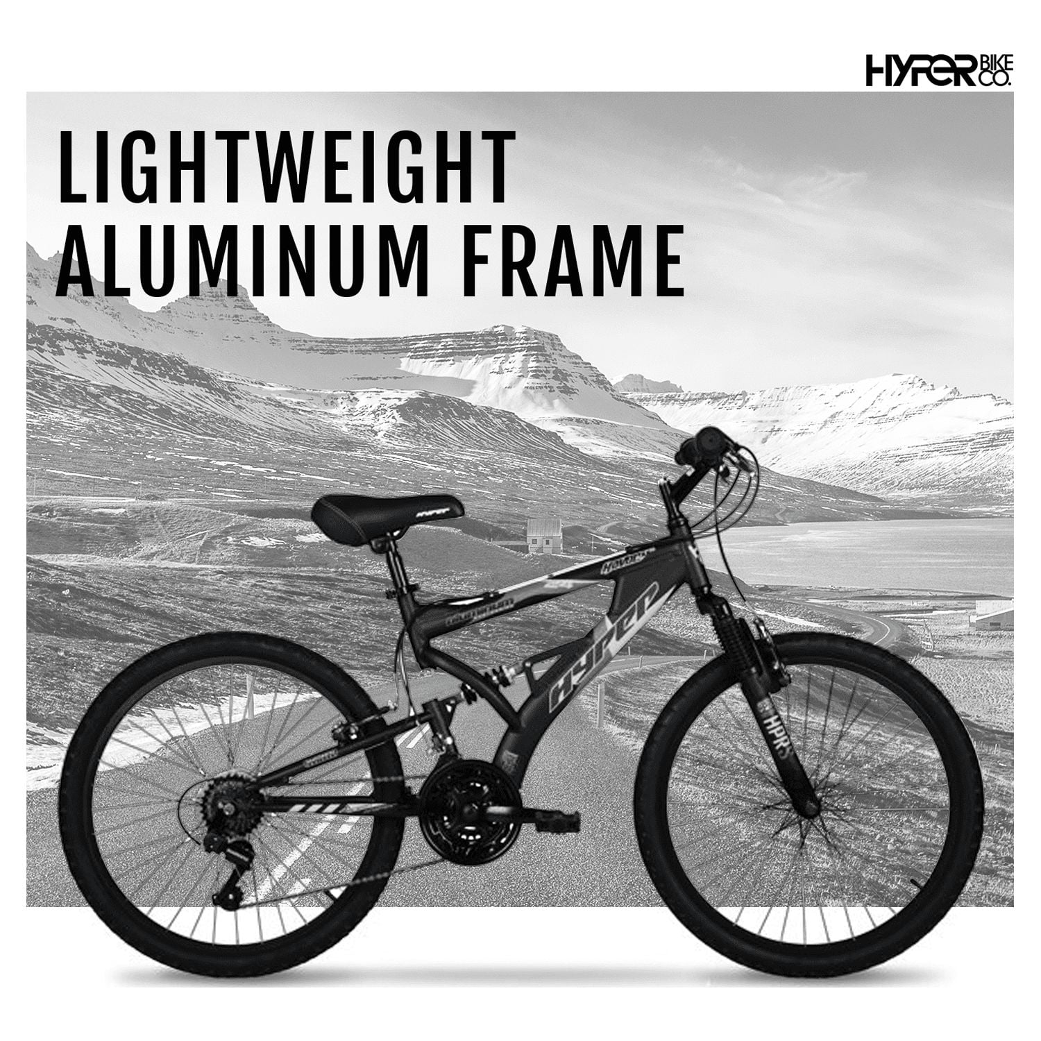 Hyper Bicycles 24" Havoc Mountain Bike, Youth/Adult, Recommended Ages 10-14 Years Old, Black