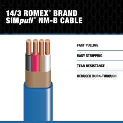 Southwire 1000-Feet 14 / 3 / Romex SIMpull Solid Indoor CU NM-B W/G Individual pack ( By-the-roll )