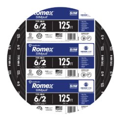 Southwire 125-Feet 6 / 2 / Romex SIMpull Stranded Indoor CU NM-B W/G Individual pack ( By-the-roll )
