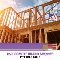 Southwire 50-Feet 12 / 3 / Romex SIMpull Solid Indoor CU NM-B W/G Individual pack ( By-the-roll )