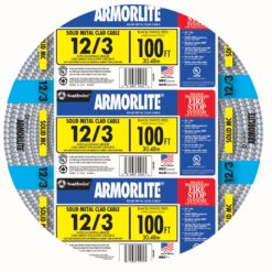 Southwire Armorlite 100-Feet 12 / 3 Solid Aluminum MC (Metal Clad) Cable