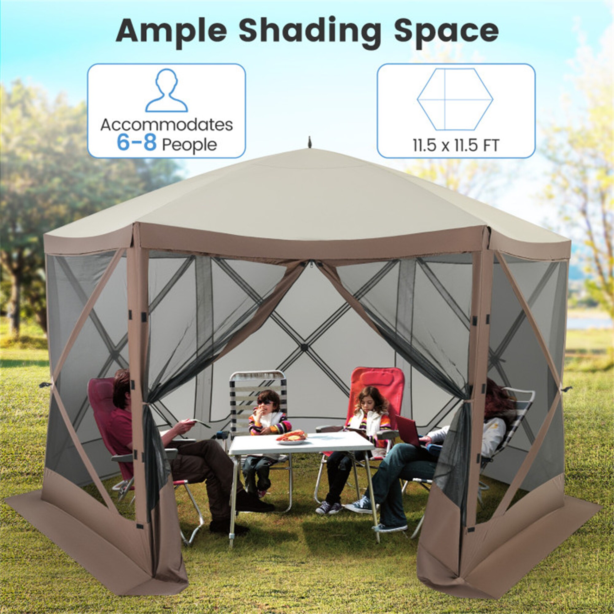 BABOOM Pop Up Canopy Tent Polyester 6 -Person Screen tent