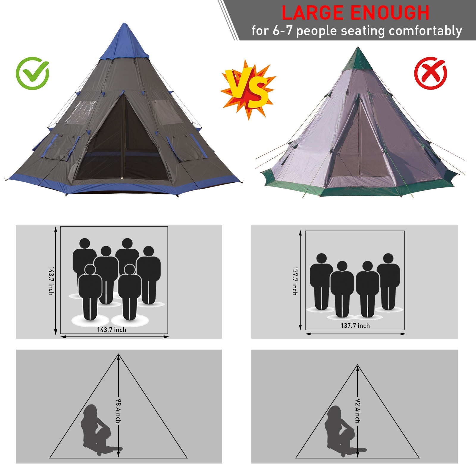 Outsunny Polyester 6 -Person Screen tent