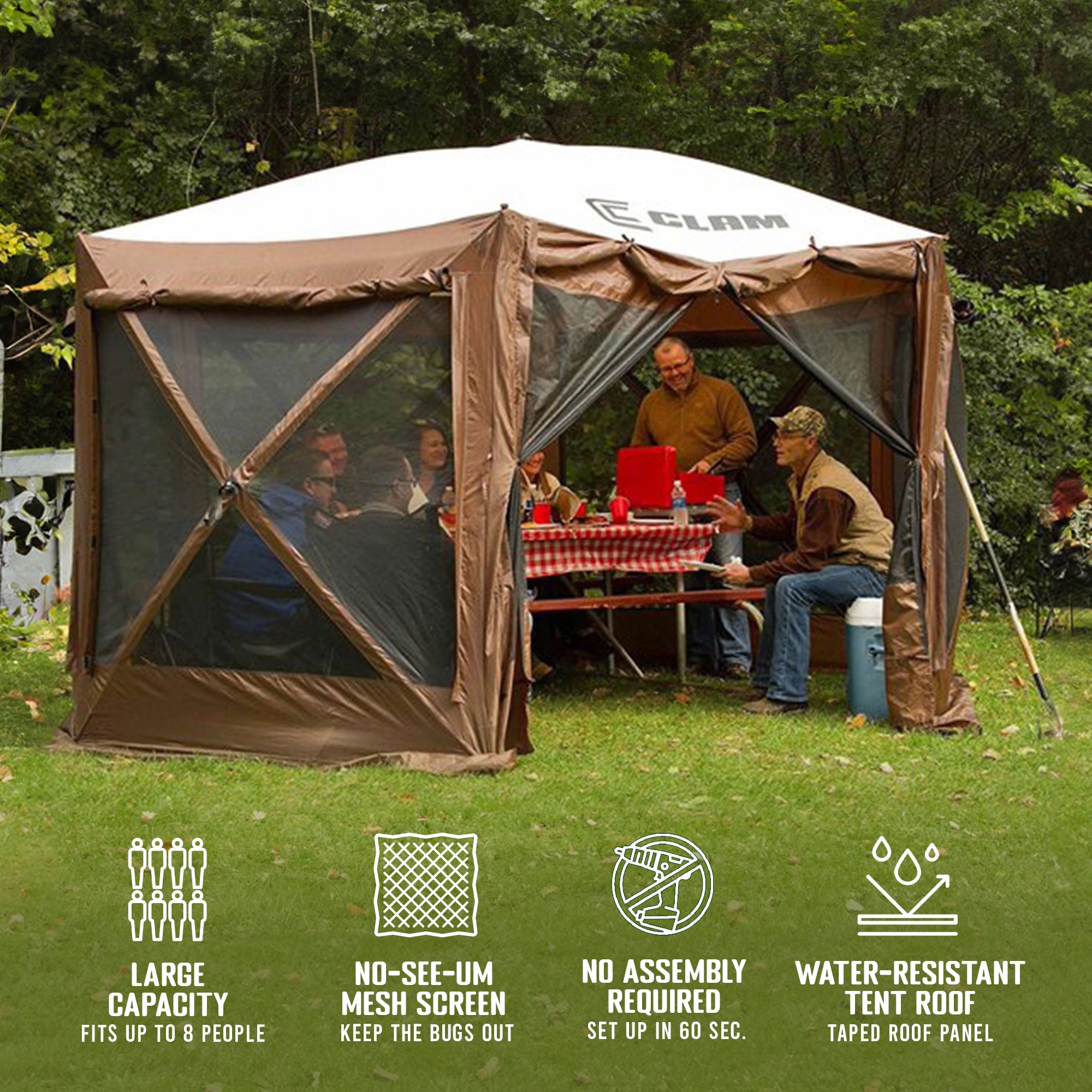 Clam Outdoors Polyester 8 -Person Screen tent