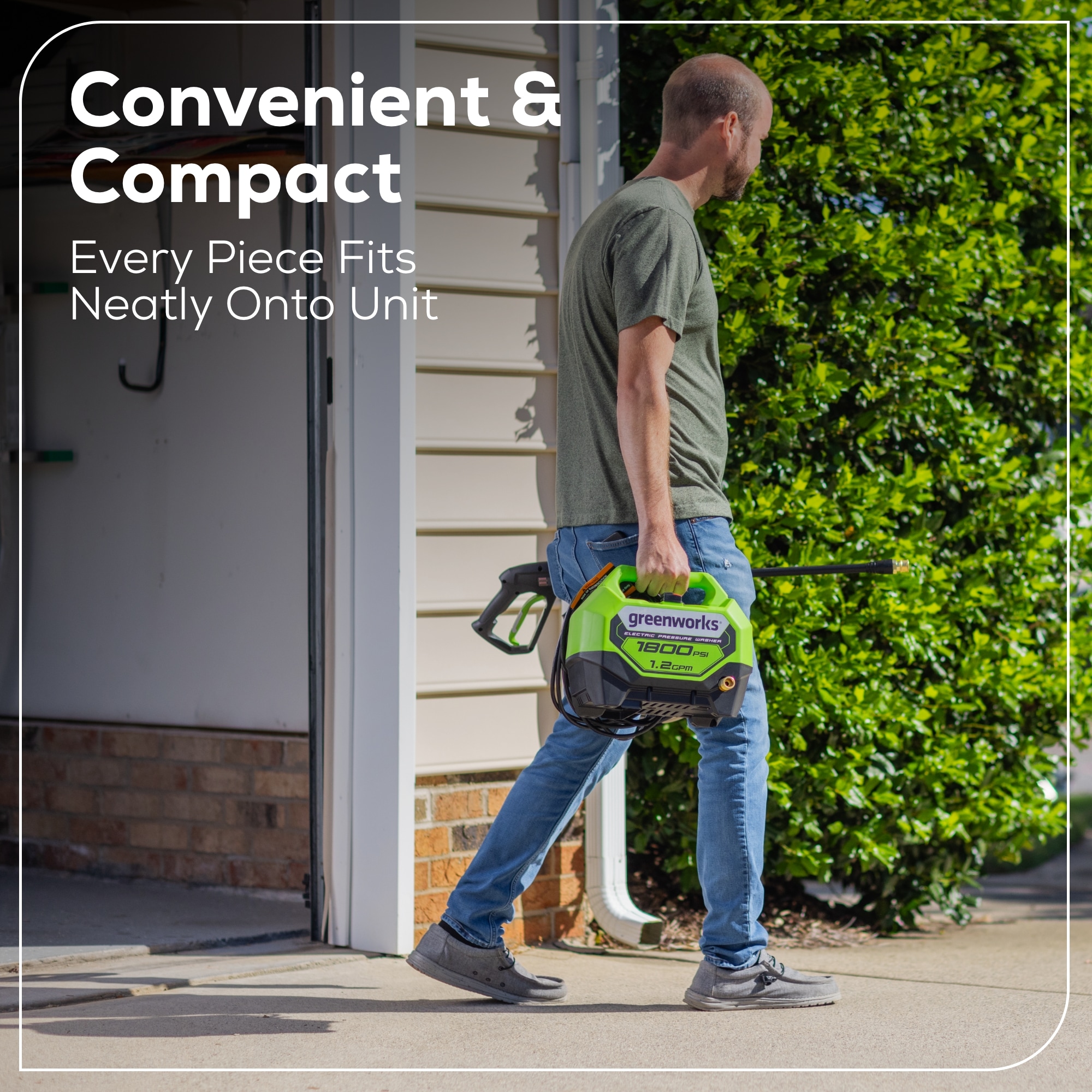 Greenworks 1800 PSI 1.2-GPM Cold Water Electric Pressure Washer with 2 Spray Tips