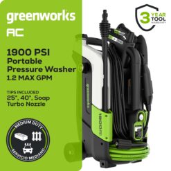 Greenworks 1900 PSI 1.2-GPM Cold Water Electric Pressure Washer with 4 Spray Tips