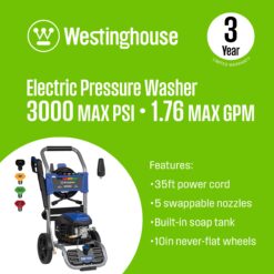 Westinghouse WPX3000e 3000 PSI 1.76-GPM Cold Water Electric Pressure Washer with 5 Spray Tips